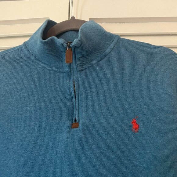 Polo Ralph Lauren blue quarter-zip pullover men cotton large - Picture 4 of 10